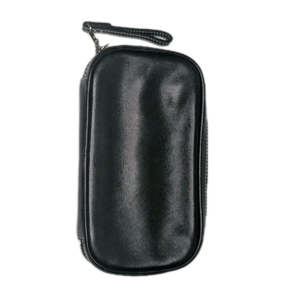 Y2K Coach Leatherware Leather Jewelry Cosmetic Case Black Zipper Suede Interior